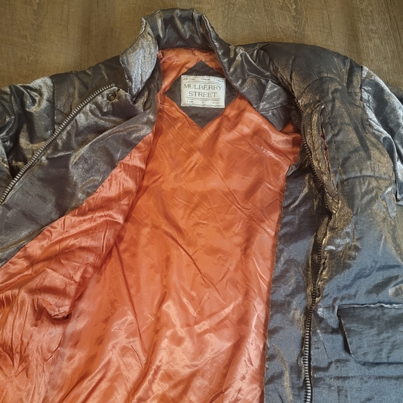 VTG 90S 80S Mulberry Street jacket Size M luminescent silver READ - Picture 7 of 12